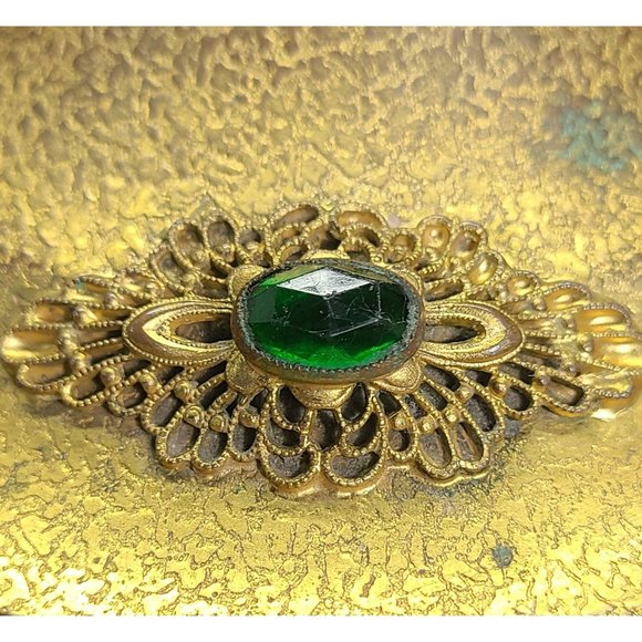 Hollywood regency style gold and glass gems dresser jar - Picture 4 of 10